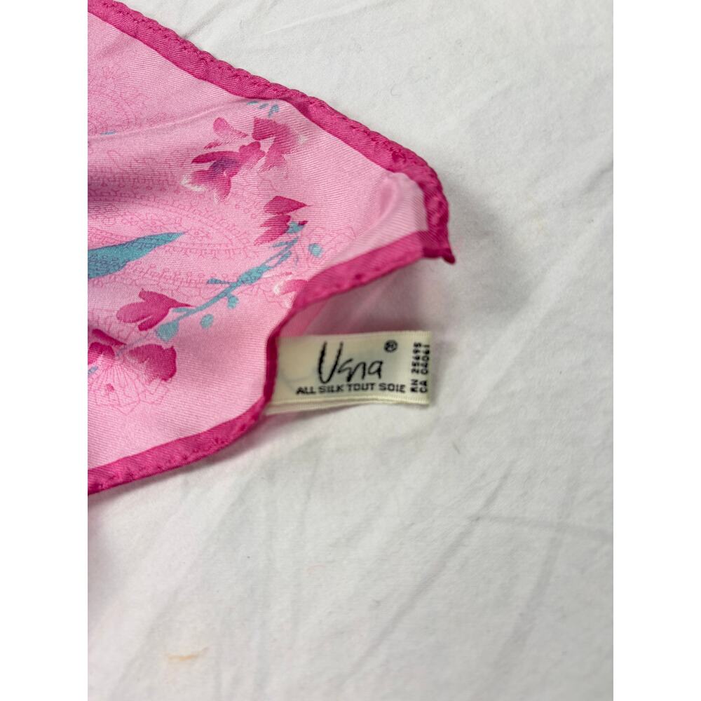 VTG Vera Neumann pink blue silk floral long scarf. 54 x 11. vintage, headscarf - Picture 3 of 3